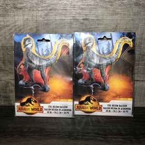 Jurassic World Gold & Gray Raptor Foil Helium Balloon